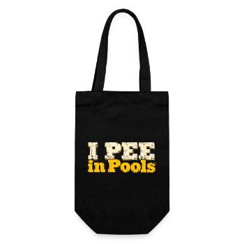 I PEE in Pools – Gelbe Distressed Schrift - Geschenkbeutel für Flaschen - Schwarz - Vorne