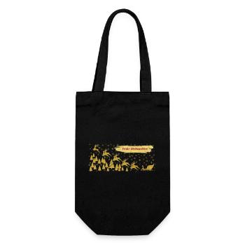 Goldfarben Rentiere Schlitten Frohe Weihnachten - Geschenkbeutel für Flaschen - Schwarz - Vorne