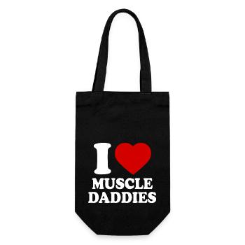 I love muscle daddies - Geschenkbeutel für Flaschen - Schwarz - Vorne