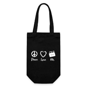 Frieden Liebe 80er Jahre - Geschenkbeutel für Flaschen - Schwarz - Vorne