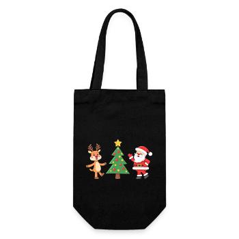 Arbre de Noël renne et Père Noël pour Noël - Sac à bouteille - noir - Devant