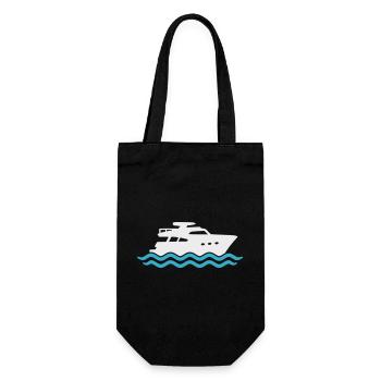 Yacht Silhouette Motorboot - Geschenkbeutel für Flaschen - Schwarz - Vorne