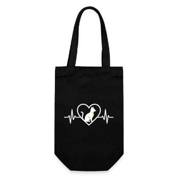Cat Heart Silhouette Feline Cute Pet Lover - Gift Bag for Bottles - black - Front
