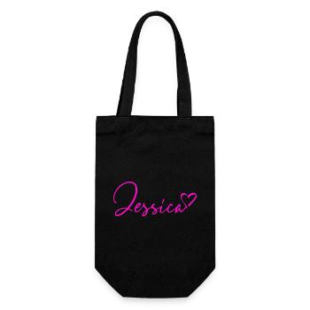 Jessica Signatur Neon Pink - Geschenkbeutel für Flaschen - Schwarz - Vorne