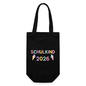 Schulkind 2026 Pastell Schrift Mädchen Schultüte - Geschenkbeutel für Flaschen - Schwarz - Vorne