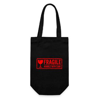 Fragile Handle with Care Versandmarkenvektor - Geschenkbeutel für Flaschen - Schwarz - Vorne