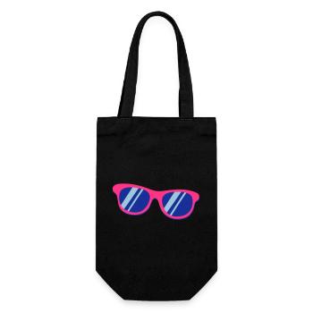 Lunettes de soleil roses, bleu, Pop Art rétro - Sac à bouteille - noir - Devant