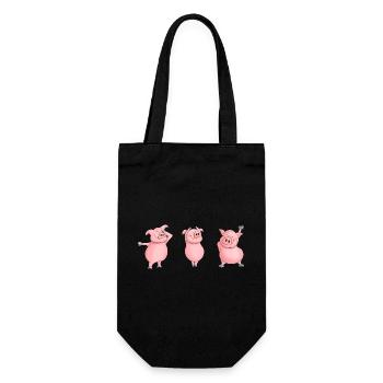 Ulkige Schweinchen - Geschenkbeutel für Flaschen - Schwarz - Vorne