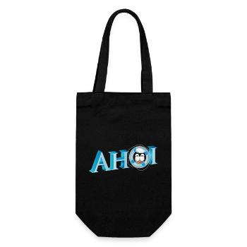 Salutation de marin avec lettrage Ahoi avec un marin pingouin - Sac à bouteille - noir - Devant