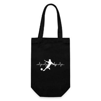 Fußball, Fußballspieler, Herzschlag - Geschenkbeutel für Flaschen - Schwarz - Vorne