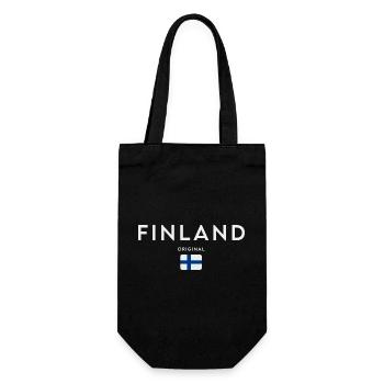 Flag of Finland, Finnish pride - Gift Bag for Bottles - black - Front