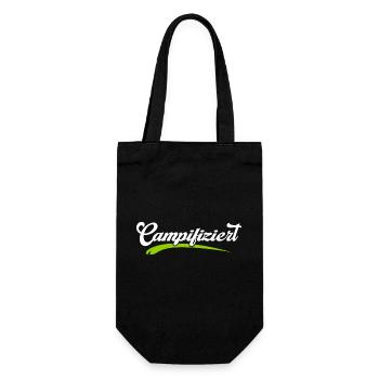 camper outdoor camping campifiziert am lagerfeuer - Geschenkbeutel für Flaschen - Schwarz - Vorne