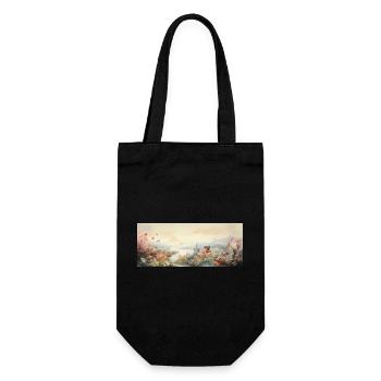 Landschaft mit Schmetterling - Geschenkbeutel für Flaschen - Schwarz - Vorne