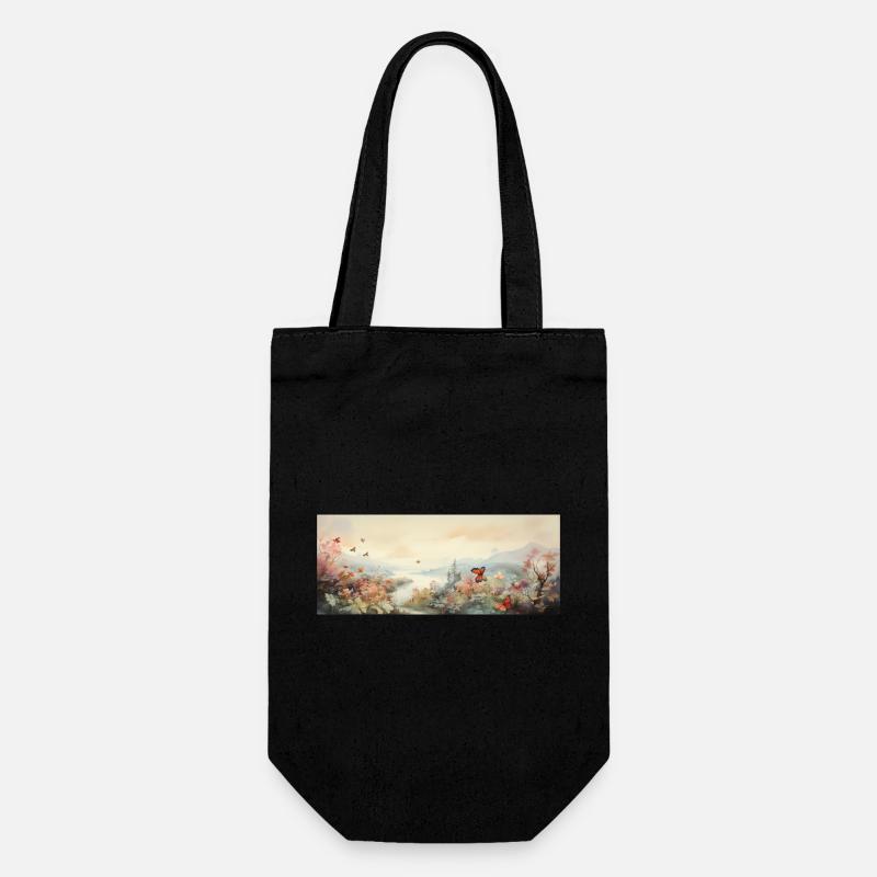 Landschaft mit Schmetterling - Geschenkbeutel für Flaschen - Schwarz