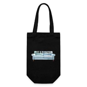 Rest Is Productive Motivational Art - Gift Bag for Bottles - black - Front