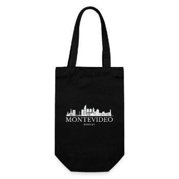 Skyline von Montevideo, Montevideo, Uruguay - Geschenkbeutel für Flaschen - Schwarz - Vorne