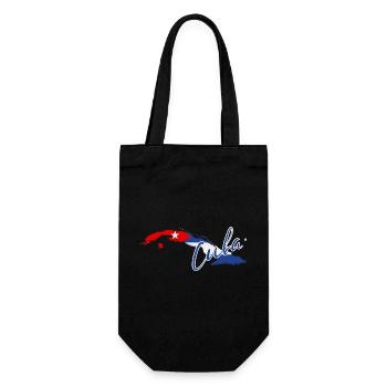 Map with the flag of Cuba, I love Cuba - Gift Bag for Bottles - black - Front