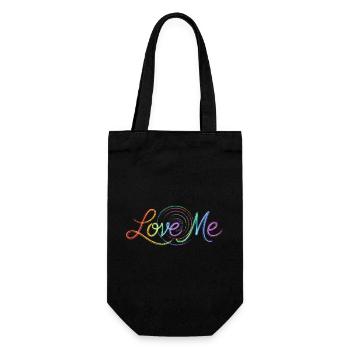 Love Me Say Texte coloré Dessin d’Art Imprimé - Sac à bouteille - noir - Devant