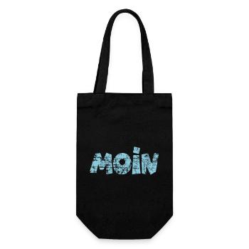 Moin (Vintage Hellblau) Norddeutscher Gruß - Geschenkbeutel für Flaschen - Schwarz - Vorne