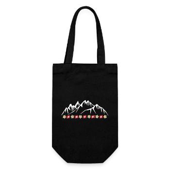 Schweiz, Urlaub, Alpen, Gletscher mit Edelweiss - Geschenkbeutel für Flaschen - Schwarz - Vorne