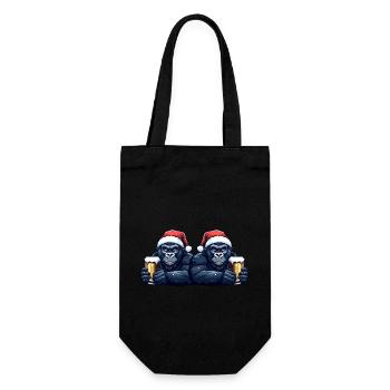 Gorilla Weihnachten Bier Team - Geschenkbeutel für Flaschen - Schwarz - Vorne