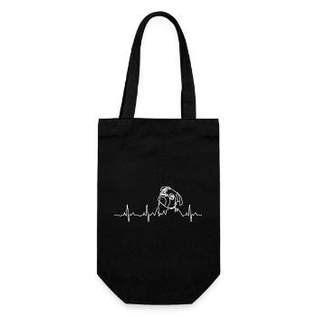 Minimalistischer Mops Heartbeat - Hundeliebhaber Geschenk - Geschenkbeutel für Flaschen - Schwarz - Vorne