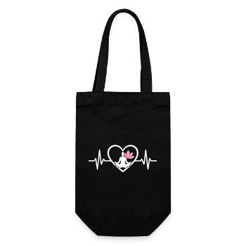Yoga Herz Frauen Silhouette Lotus Wellness - Geschenkbeutel für Flaschen - Schwarz - Vorne