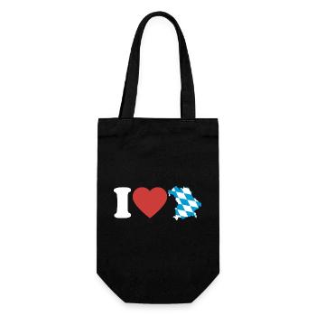 J’aime la Bavière | Cœur avec carte bleu-blanc - Sac à bouteille - noir - Devant