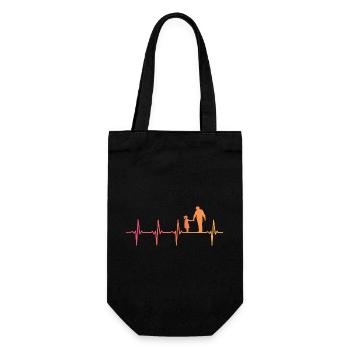 Vater und Tochter Sonnenuntergang Herzschlag Papa, Tochter - Geschenkbeutel für Flaschen - Schwarz - Vorne