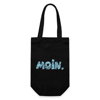 Moin. (Vintage Hellblau) Guten Morgen Gruß - Geschenkbeutel für Flaschen - Schwarz - Vorne