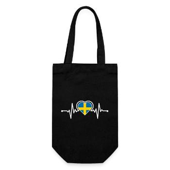 Schweden Flagge Herz Herzschlag Design - Geschenkbeutel für Flaschen - Schwarz - Vorne
