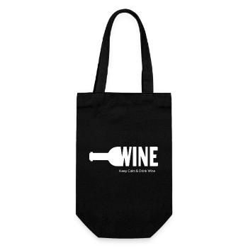 WINE Keep Calm & Drink Wine - Geschenkbeutel für Flaschen - Schwarz - Vorne