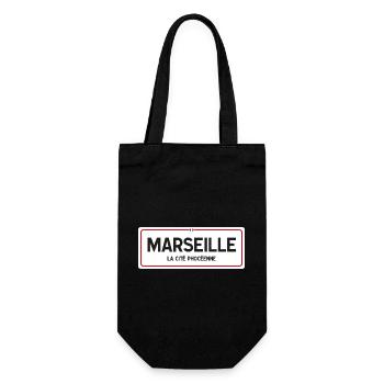 Ortsschild von Marseille - Geschenkbeutel für Flaschen - Schwarz - Vorne