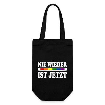 Nie wieder ist jetzt - Geschenkbeutel für Flaschen - Schwarz - Vorne
