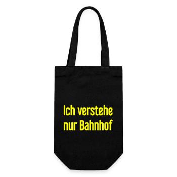 Ich verstehe nur Bahnhof - Geschenkbeutel für Flaschen - Schwarz - Vorne
