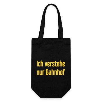 Ich verstehe nur Bahnhof - Geschenkbeutel für Flaschen - Schwarz - Vorne