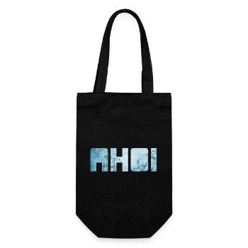 Ahoi Schiff Anker Urlaub Meer maritim Nordsee cool - Geschenkbeutel für Flaschen - Schwarz - Vorne