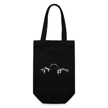Mondbeschienene Bergwald-Silhouette - Geschenkbeutel für Flaschen - Schwarz - Vorne