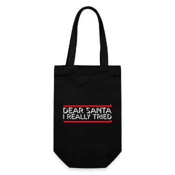 Dear Santa I Really Tried Christmas Humor Funny - Gift Bag for Bottles - black - Front