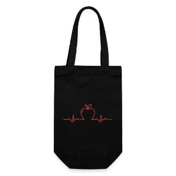 Apple teacher heartbeat - Gift Bag for Bottles - black - Front