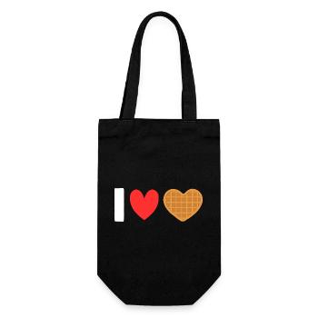 Ich liebe Waffelherz-Waffel-Frühstück - Geschenkbeutel für Flaschen - Schwarz - Vorne
