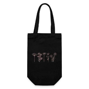 Minimalist Wildflower, Boho Floral Line Art  - Geschenkbeutel für Flaschen - Schwarz - Vorne