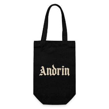 Andrin Gothic Schriftprint - Geschenkbeutel für Flaschen - Schwarz - Vorne