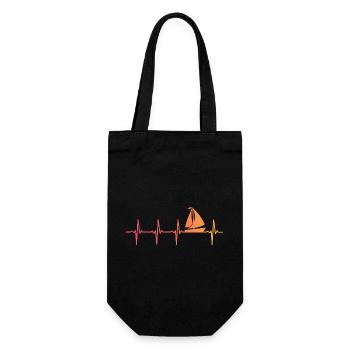 Sunset Sailing Boat Heartbeat Sail - Geschenkbeutel für Flaschen - Schwarz - Vorne