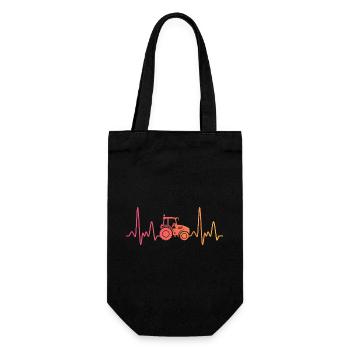 Tractor sunset heartbeat farmer - Gift Bag for Bottles - black - Front