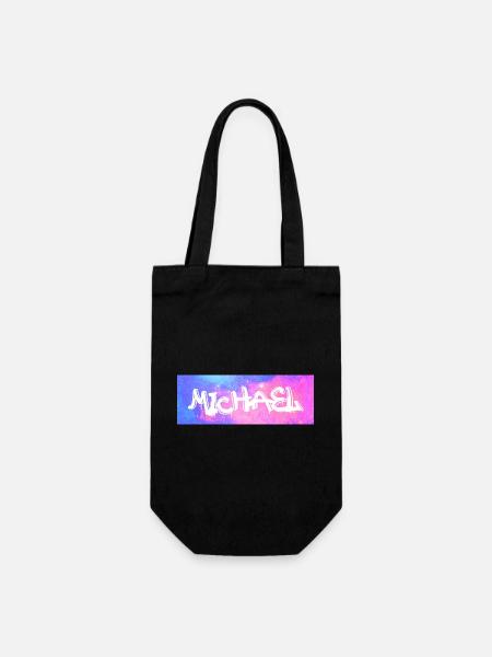 Michael Name Geschenk Geschenkidee Galaxie - Geschenkbeutel für Flaschen - Schwarz