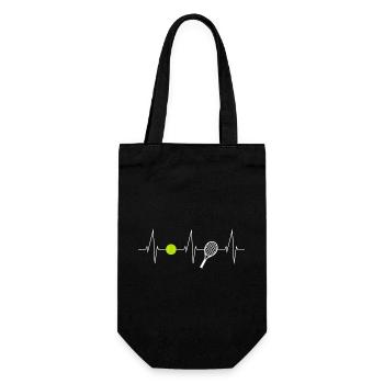 Tennis heartbeat with tennis ball & tennis racket - Gift Bag for Bottles - black - Front