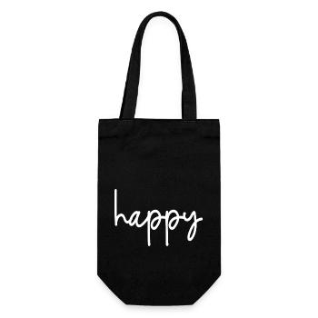 happy - Geschenkbeutel für Flaschen - Schwarz - Vorne