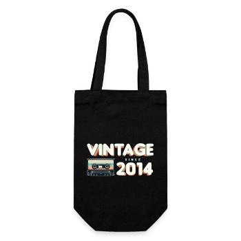 Retro Vintage 2014 Nostalgischer Geburtstag Männer Frauen - Geschenkbeutel für Flaschen - Schwarz - Vorne