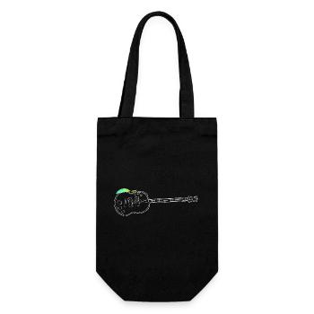 White Guitar Outline with Heart Motif - Gift Bag for Bottles - black - Front